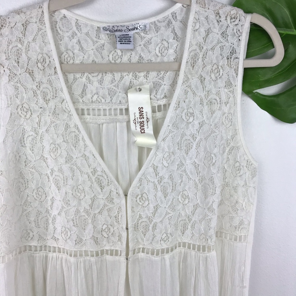 BOHO OFF WHITE SLEEVELESS LAYERING JACKET - Picture 2 of 6